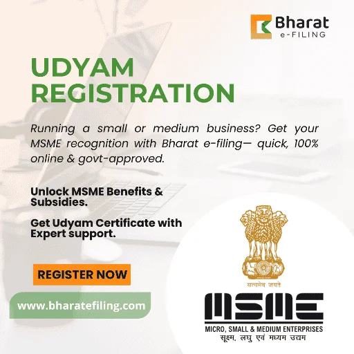 Udyam Registration online application process - Bharat e-Filing MSME certificate India